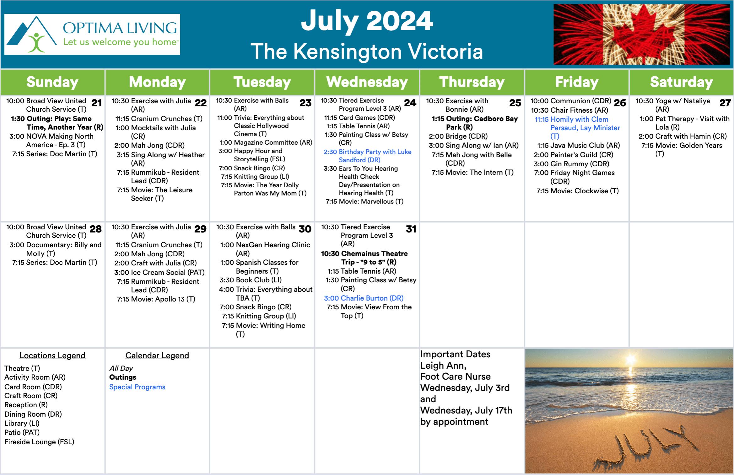 Kensington July 21 - 31 2024 event calendar
