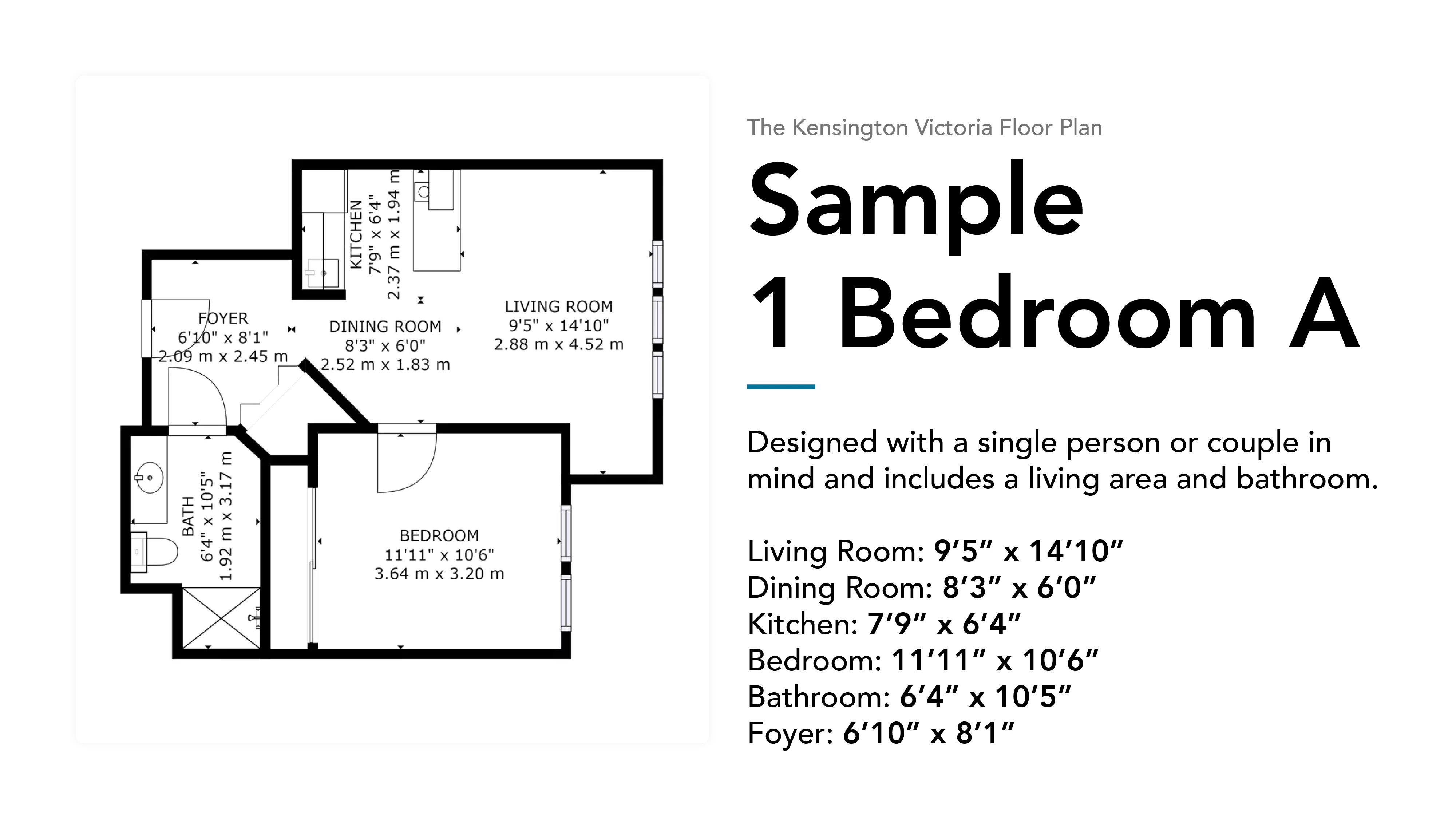 Kensington Victoria sample 1 bedroom a floor plan
