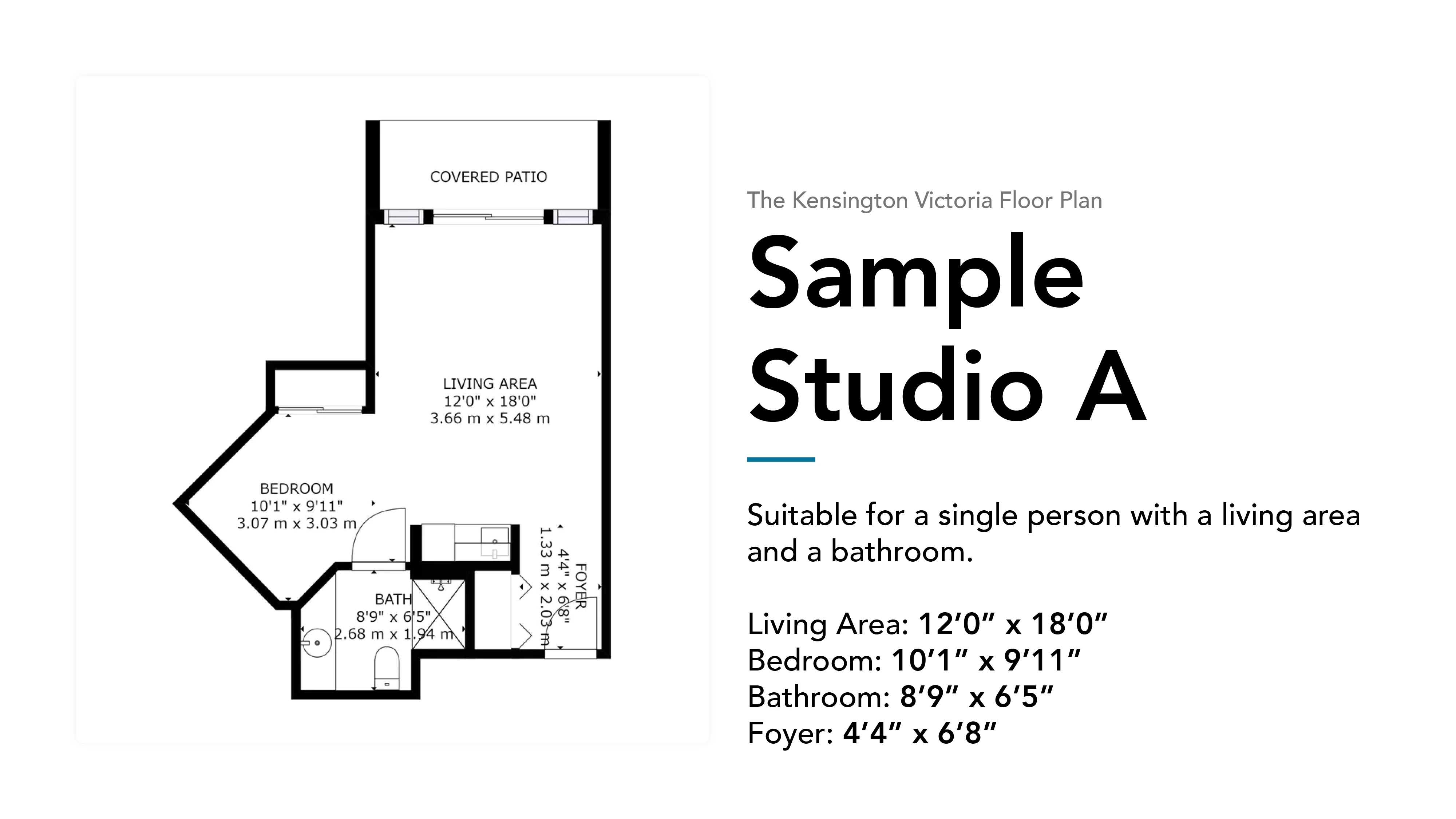 Kensington Victoria sample studio a floor plan