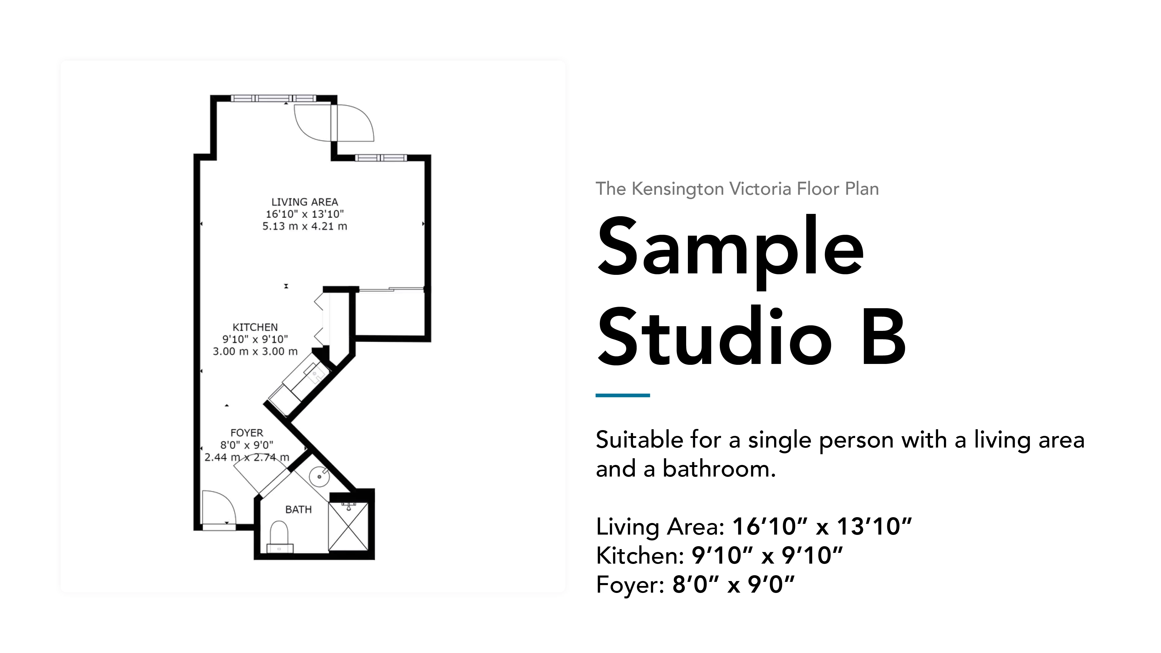 Kensington Victoria sample studio b floor plan